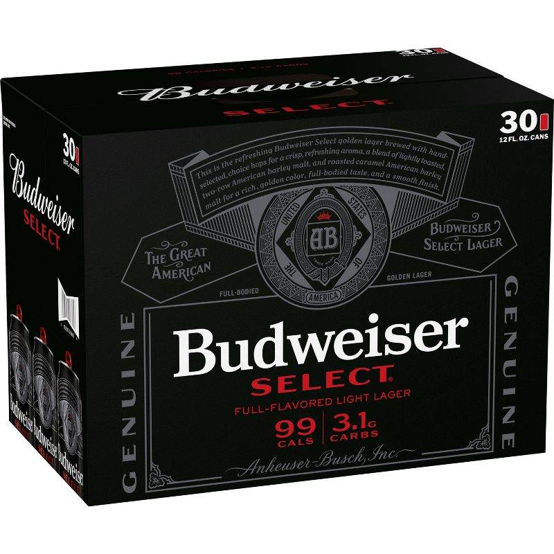 Budweiser Select Full-Flavored Light Lager Beer - 30pk/12 fl oz Cans, 4 of 12