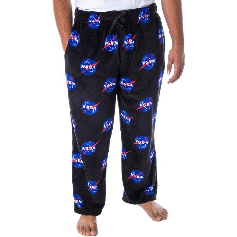 NASA Men's Meatball Logo Allover Print Ultra-Soft Plush Fleece Pajama Pants  (MD) Black