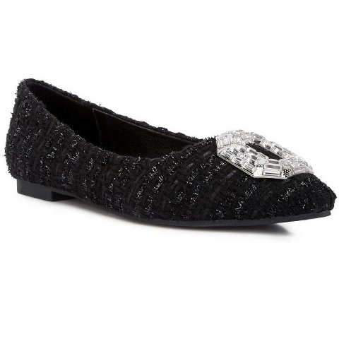 Обувь London Rag Womens London Rag 's Aria Embellished Jewel Buckle Tweed Ballet Flats 8