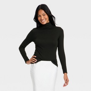 Women's Long Sleeve Ribbed Turtleneck Top - A New Day™ - 1 of 4