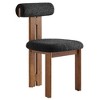 Modway  Torian Upholstered Boucle Dining Chairs Set of 2 in Walnut Black - 3-Legged Farmhouse Kitchen Chairs Comfortable Side Chairs with Wood Legs - 4 of 4