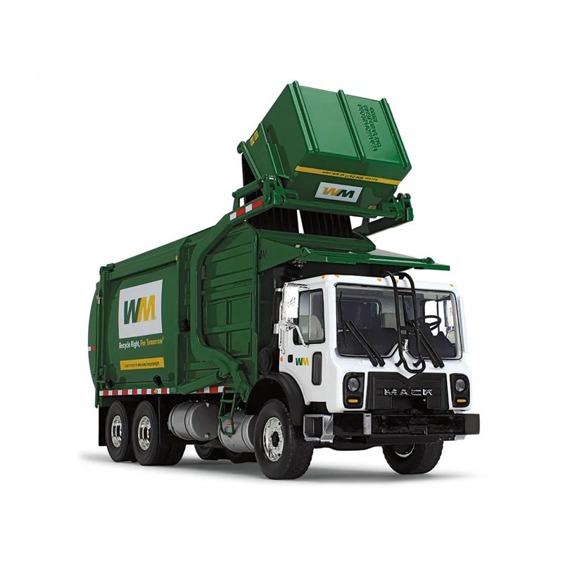 Mack TerraPro "Waste Management" Garbage Truck w/Wittke Front Load White & Green w/Garbage Bin 1/34 Diecast Model by First Gear, 3 of 6