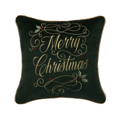 C&F Home 16" x 16" Merry Christmas Swirl Embroidered Accent Throw Pillow