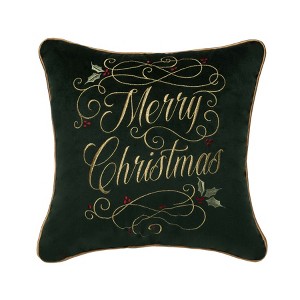C&F Home 16" x 16" Merry Christmas Swirl Embroidered Accent Throw Pillow - 1 of 3