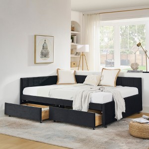 Twin Size Upholstered Daybed with Two Drawers for Bedroom - 1 of 4