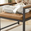 Vynxaria Freestanding Brown Modern Faux Leather Accent Chairs with Padded Metal Armrests, Suitable for Home & Office - 4 of 4
