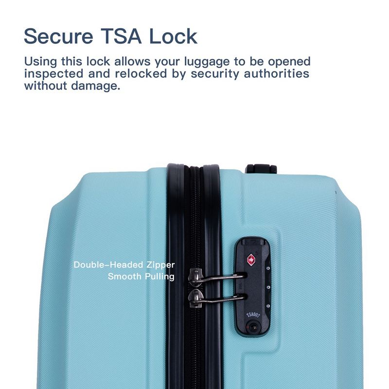 3 Piece Expandable Luggage Set, Hardshell Luggage Sets with Spinner Wheels & TSA Lock, Lightweight Carry on Suitcase, 4 of 8