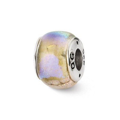 Black Bow Jewelry Rainbow Dichroic Glass Sterling Silver Bead Charm