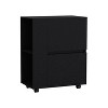 TIRAMISUBEST Black Bar Cart with Storage - 2 Pull-Down Door Cabinets and 2 Open Shelves for Organizing Glassware and Bar Essentials - 3 of 4