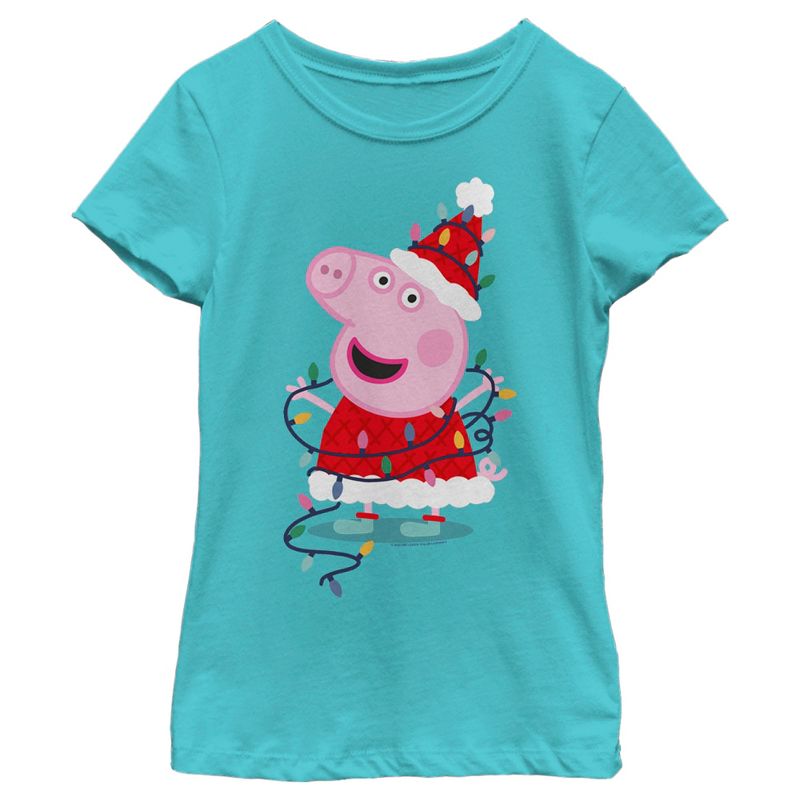 Girl's Peppa Pig Christmas Lights T-Shirt, 1 of 5