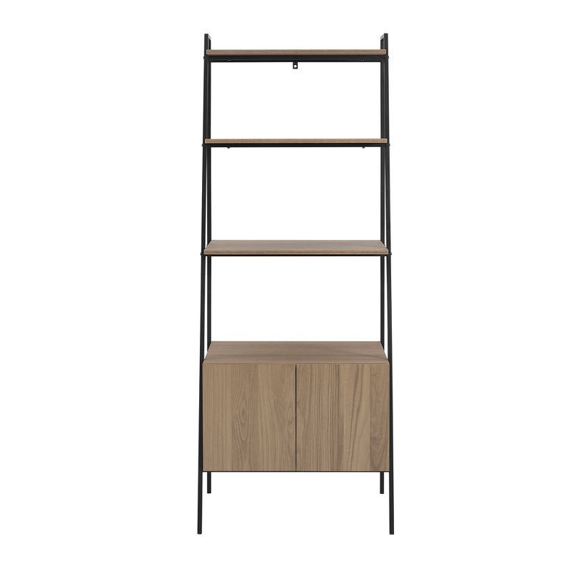 72" Open Shelf and Closed Storage Cabinet Ladder Bookcase - Saracina Home, 4 of 10