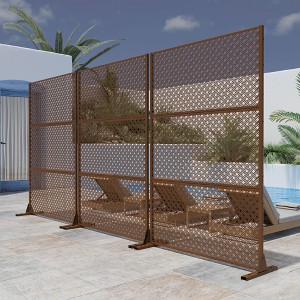 Dovelina Metal Outdoor Privacy Screen Freestanding Patio Decorative Screen (Set of 2) - 1 of 4