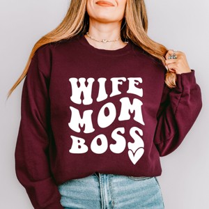 Simply Sage Market Wife Mom Boss Wavy Heart Sweatshirt - 1 of 4