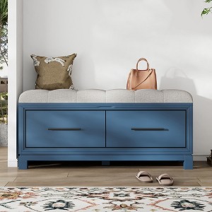 Shoe Storage Bench with Removable Cushion, Entryway Bench with Lift Top Storage, Upholstered Shoe Cabinet for Hallway Bedroom Living Room - 1 of 4
