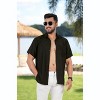 LA LEELA Men's Hawaiian Shirt Funny Pocket Medium Plain Black - image 3 of 4