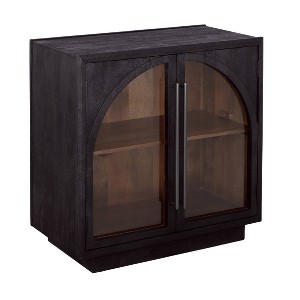 Treasure Trove Accents 2 Door Cabinet Nightshade Black: Solid Mango, Glass Inset, No Assembly Required - 1 of 4