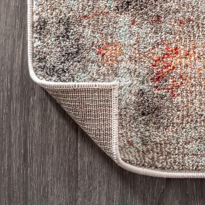 4' x 6' Blue and Orange Abstract Synthetic Area Rug