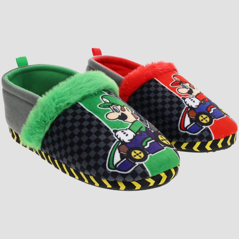 Kids' Nintendo Super Mario Kart Loafer Slippers - Red/Green, 1 of 8