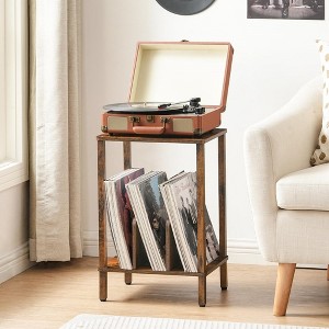 MOEPISY 2-Tier Record Player Stand Vinyl Record Turntable Stand with Storage up to 100 Albums, Rustic Brown - 1 of 4