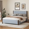 Gulches Modern Mid-Century Queen Upholstered Platform Bed Frame with Tufted Headboard and Solid Wood Legs,No Box Spring Needed,Gray - 2 of 4
