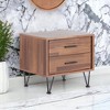 Vynxaria Deoss Accent Table - 2 Drawers with Metal Glides, Wooden Frame & V-Shape Metal Legs, Rectangular Nightstand - 4 of 4