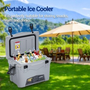 35 Quart Heavy Duty Portable Ice Cooler - Insulated Camping Cooler with Cup Holder, Fish Ruler & Bottle Openers for Beach, Boat & Picnics White - 1 of 4