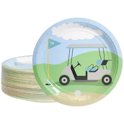 Blue Panda 80-Pack Disposable Paper Plates, Golf Party Supplies for Dinner Lunch, 9" x 9"