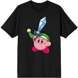 Kirby Pink Mochi With Sword Men's Black Graphic Tee - 1 of 1