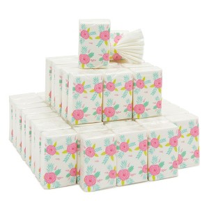 Juvale 60-Pack Facial Tissue Souvenirs for Guests - Welcome Bag Party Favors and Pocket-Size Travel Packs - Floral Designs - 1 of 4