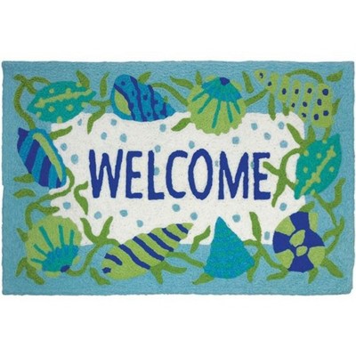 Jellybean Beach Welcome Rug – Indoor/Outdoor Colorful Entry Mat, Durable, Washable, Perfect for Coastal Decor & Patios 20"X 30"