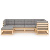 vidaXL Patio Furniture Set 6 Piece Outdoor Sectional Sofa Solid Wood Pine - Natural With Cushions - 3 of 4