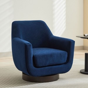 U-shaped Fully Assembled 360° Swivel Chair, Velvet Accent Chair Armchair,Round Barrel Swivel Chair for Living Room Bedroom-Cuddlewood - 1 of 4