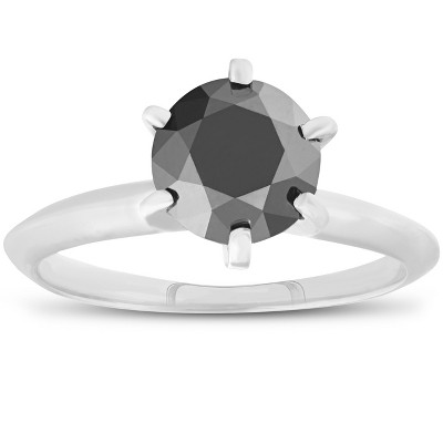 Pompeii3 1ct Black Diamond Solitaire Engagement Ring 14K White Gold