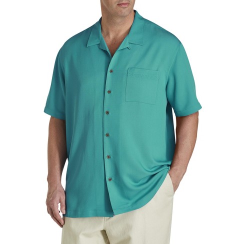 Oak Hill Solid Camp Shirt - Men's Big And Tall Ceramic Green 3x Large ...