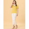 INSPIRE CHIC Women's Vintage Peter Pan Collar Contrast Puff Short Sleeve Blouse - 2 of 4