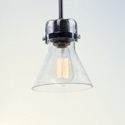 Polished Chrome Mini Pendant with Seedy Glass Shade