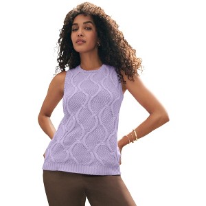 Jessica London Sleeveless Cable Shell - 1 of 2