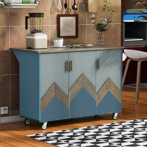 47" Rolling Kitchen Cart with Drop Leaf, Mobile Kitchen Island Cart With Towel Rack, Kitchen Island on Wheels for Hotel Kitchen Dinning Room - 1 of 4