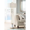 Pacific Coast Lighting Disc Modern 68" Tall Standing Floor Lamp Marble Gold Finish Living Room Bedroom House Reading Office Rectangle White Shade - 2 of 4