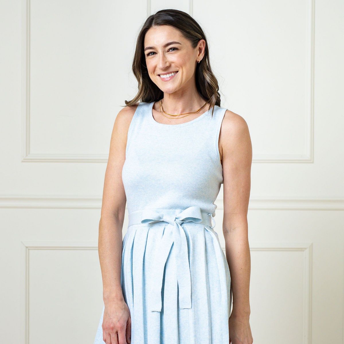 Hope & Henry Women's Sleeveless Pleated Sweater Knit Midi Dress - thumbnail 4