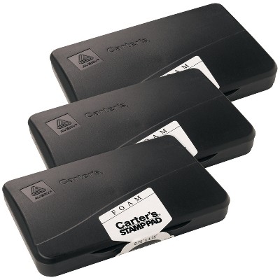 Carter's Foam Stamp Pad, Black Ink, 2.75" x 4.25", 3 Pads (50225)