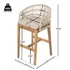 Acacia Wood Bar Stools Set of 2 with Rope Woven Back,Bar Stools with Cushions for Kitchen Island,Modern Bar Stools with Natural Finish-Koiai - 4 of 4