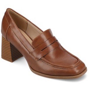 Journee Womens Malleah Loafer Style Stacked Heel Pumps - 1 of 4