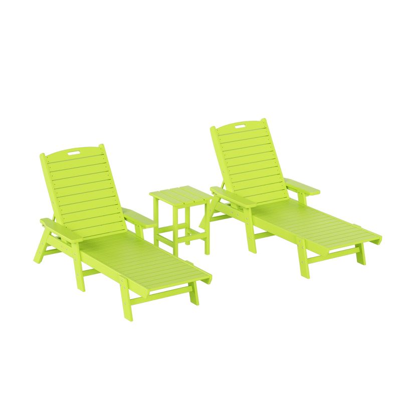 WestinTrends 3 Pieces Set Poly Adirondack Outdoor Chaise Lounges with Side Table, 1 of 3