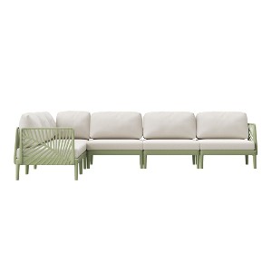 WestinTrends Playa Modern 6-Piece Polypropylene Resin Modular L Shaped Corner Patio Furniture Sectional, Green - 1 of 4