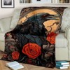 Lomsoe Crow and Roses Print Flannel Blanket - All Seasons Soft and Warm Throw Blanket for Bed, Napping, Camping, Travel, Office - 2 of 4
