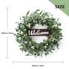 20" Eucalyptus Wreaths for Front Door, Spring Wreath Green Eucalyptus Wreath with Wood Welcome Sign - 3 of 4