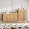 Fluted Wood Dresser 5 Drawers Dresser for Bedroom, Modern Chest of Drawers, Tall Brown Dresser with Gold Handle - 4 of 4