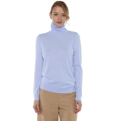 JENNIE LIU Women's 100% Pure Cashmere Long Sleeve Turtleneck Pullover Sweater