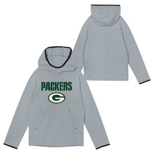 NFL Green Bay Packers Boys' Gray Performance Hooded Sweatshirt - 1 of 3